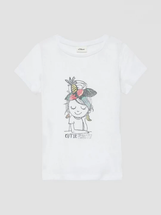 Foto van product T-shirt met glitterprint s.Oliver wit