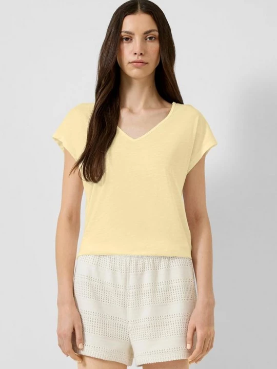 Foto van product T-shirt met kanten detail QS geel