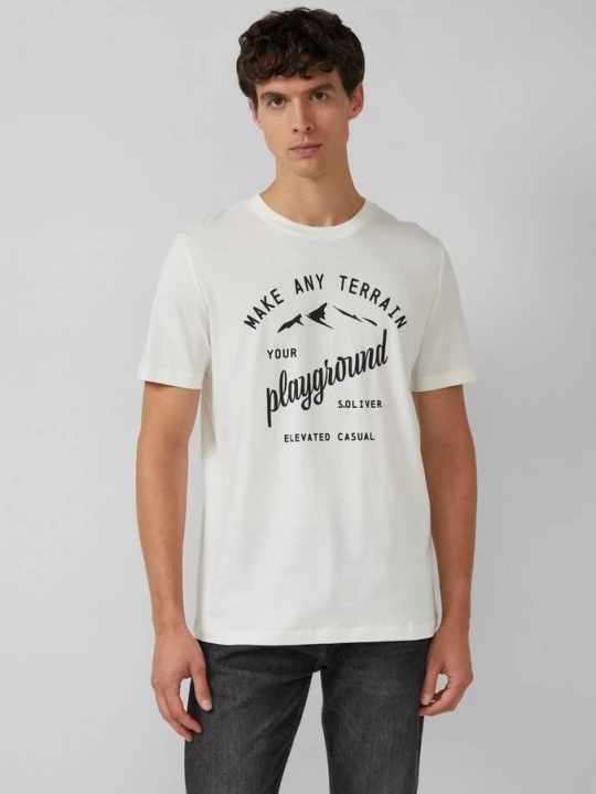 Foto van product T-shirt met katoenen voorprint s.Oliver wit