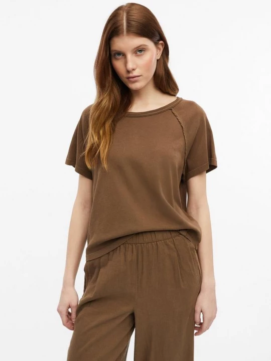 Foto van product T-shirt met kledingstukverf en open randen s.Oliver bruin