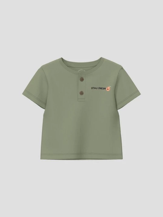 Foto van product T-shirt met knoopsluiting en borduursel s.Oliver olijfgroen