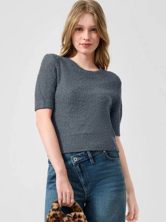Foto van product T-shirt met korte mouwen in bouclé-look QS grijs
