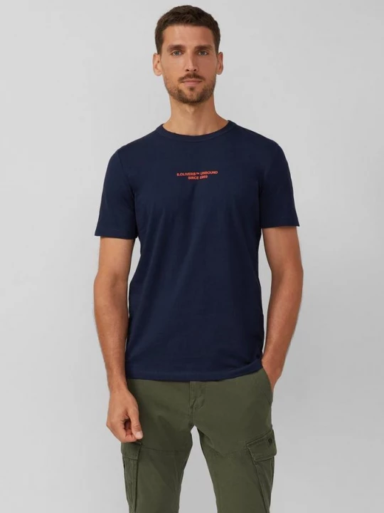 Foto van product T-shirt met kunstwerk van puur katoen s.Oliver blauw