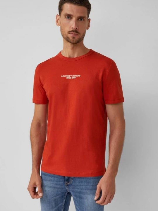 Foto van product T-shirt met kunstwerk van puur katoen s.Oliver rood