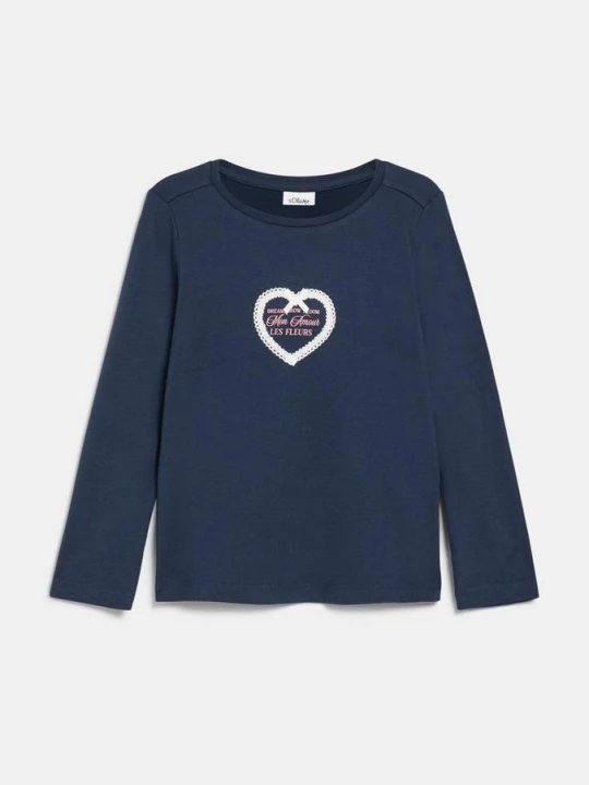 Foto van product T-shirt met lange mouwen en print in A-lijn s.Oliver blauw