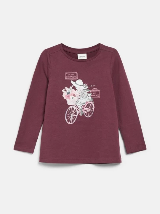 Foto van product T-shirt met lange mouwen en print in A-lijn s.Oliver rood