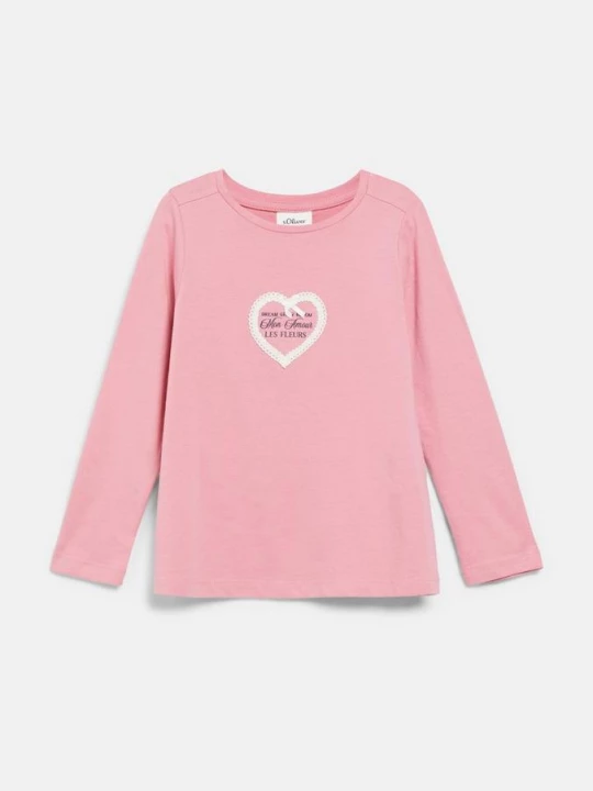 Foto van product T-shirt met lange mouwen en print in A-lijn s.Oliver roze