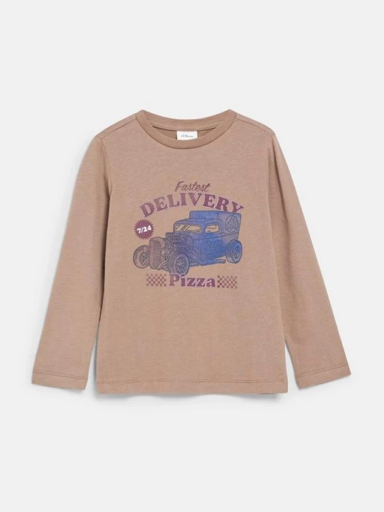 Foto van product T-shirt met lange mouwen en print s.Oliver bruin