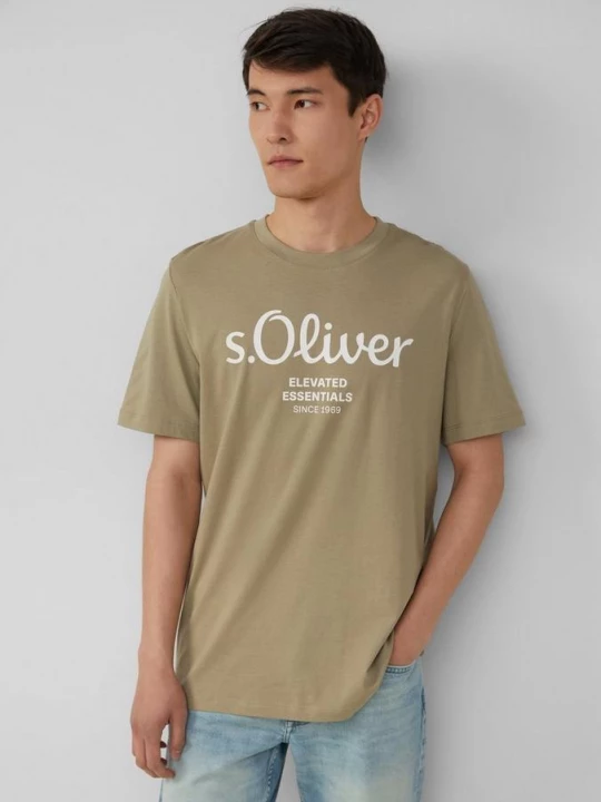 Foto van product T-shirt met logoprint s.Oliver olijfgroen