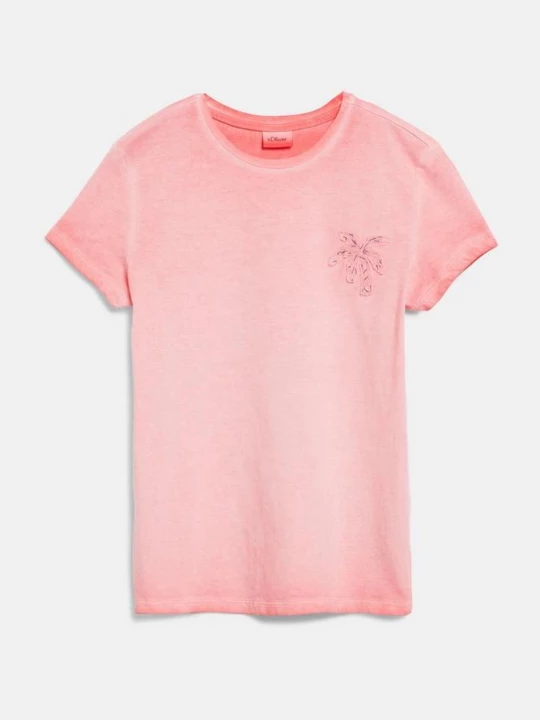 Foto van product T-shirt met losse pasvorm, applicaties en gewassen effect s.Oliver roze