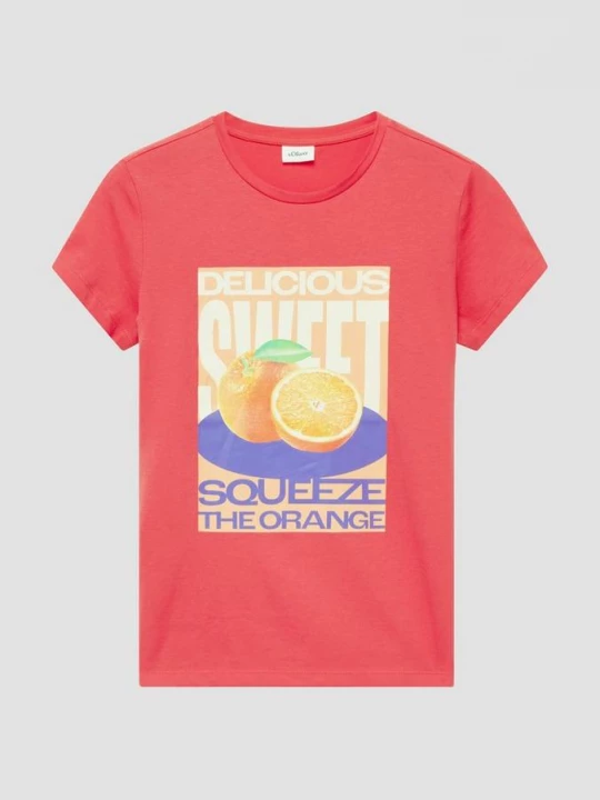 Foto van product T-shirt met losse pasvorm en print op de voorkant s.Oliver rood