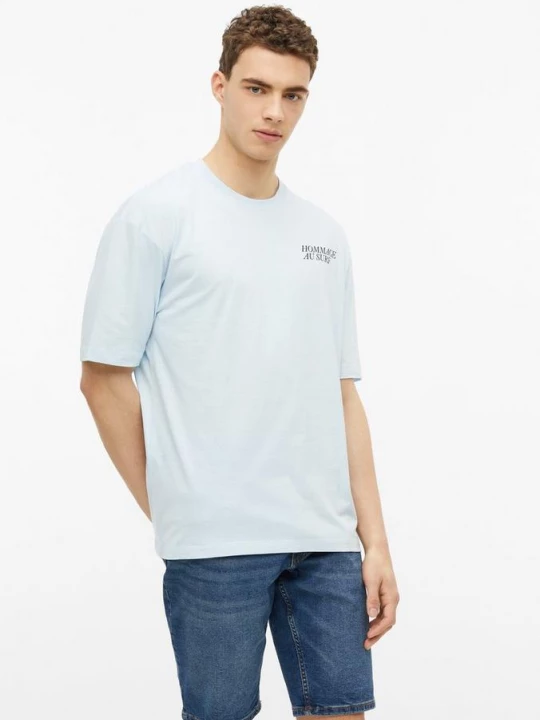 Foto van product T-shirt met moderne pasvorm en voor- en achterprints s.Oliver blauw