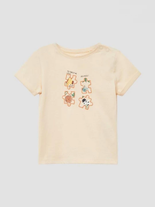 Foto van product T-shirt met mouwomslag en print op de voorkant s.Oliver beżowy