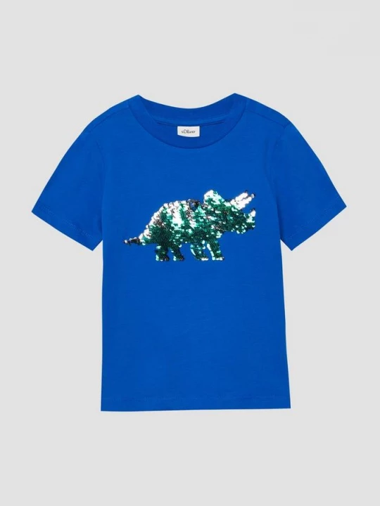 Foto van product T-shirt met omkeerbare dinosaurus met pailletten s.Oliver blauw