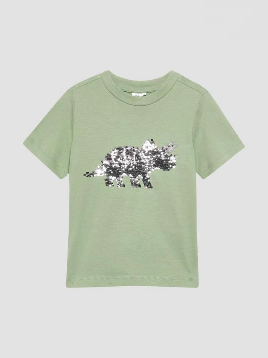 Foto van product T-shirt met omkeerbare dinosaurus met pailletten s.Oliver groen