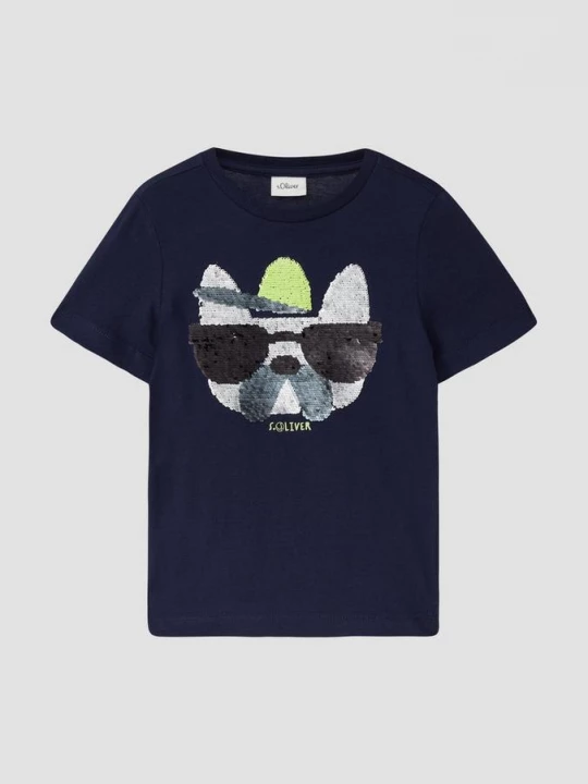 Foto van product T-shirt met omkeerbare pailletten s.Oliver blauw