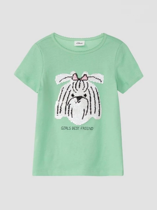 Foto van product T-shirt met omkeerbare pailletten s.Oliver groen