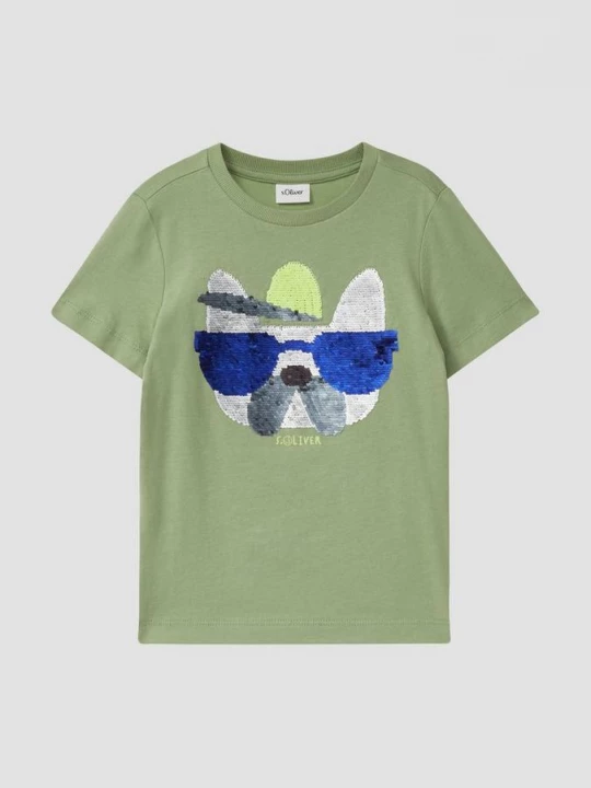 Foto van product T-shirt met omkeerbare pailletten s.Oliver groen