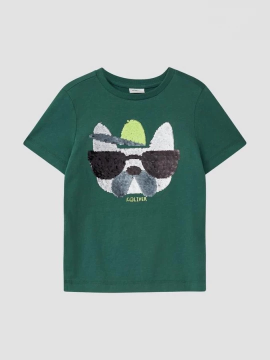 Foto van product T-shirt met omkeerbare pailletten s.Oliver groen