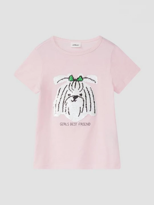 Foto van product T-shirt met omkeerbare pailletten s.Oliver roze