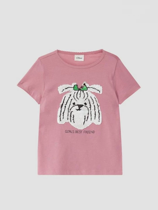 Foto van product T-shirt met omkeerbare pailletten s.Oliver roze