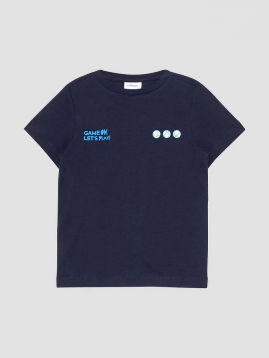 Foto van product T-shirt met opdruk op voor- en achterkant s.Oliver blauw