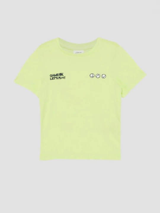Foto van product T-shirt met opdruk op voor- en achterkant s.Oliver geel