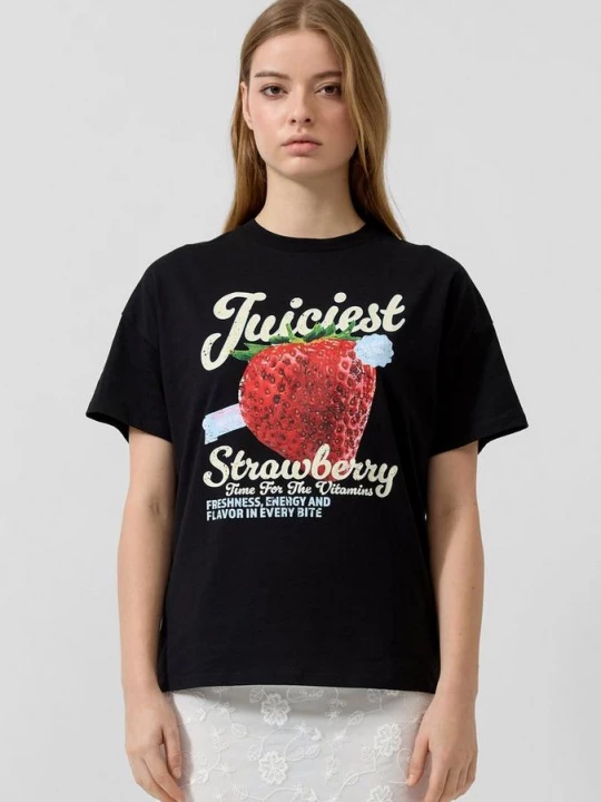 Foto van product T-shirt met opdruk QS zwart