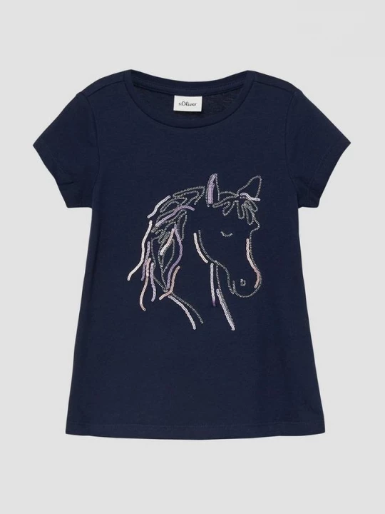 Foto van product T-shirt met pailletten en borduursel s.Oliver blauw