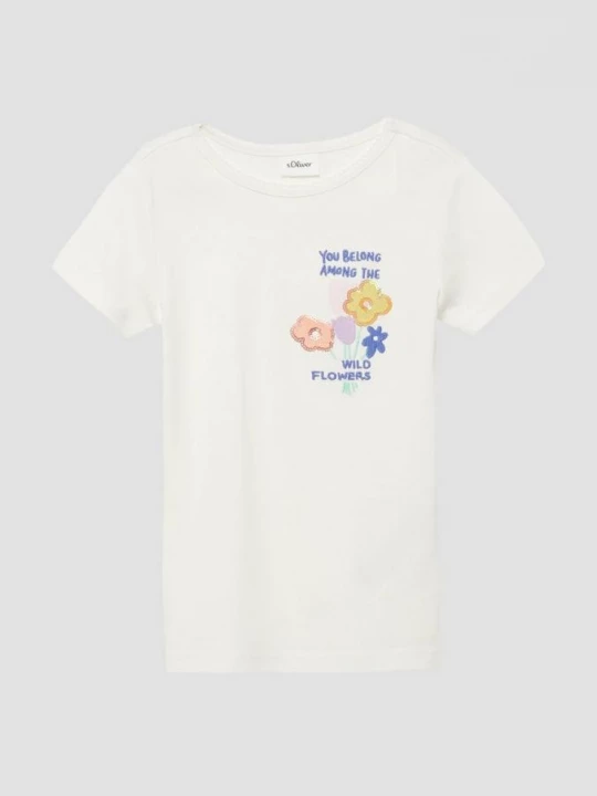 Foto van product T-shirt met pailletten en borduursel s.Oliver crème