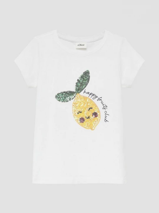 Foto van product T-shirt met pailletten in A-vorm s.Oliver wit