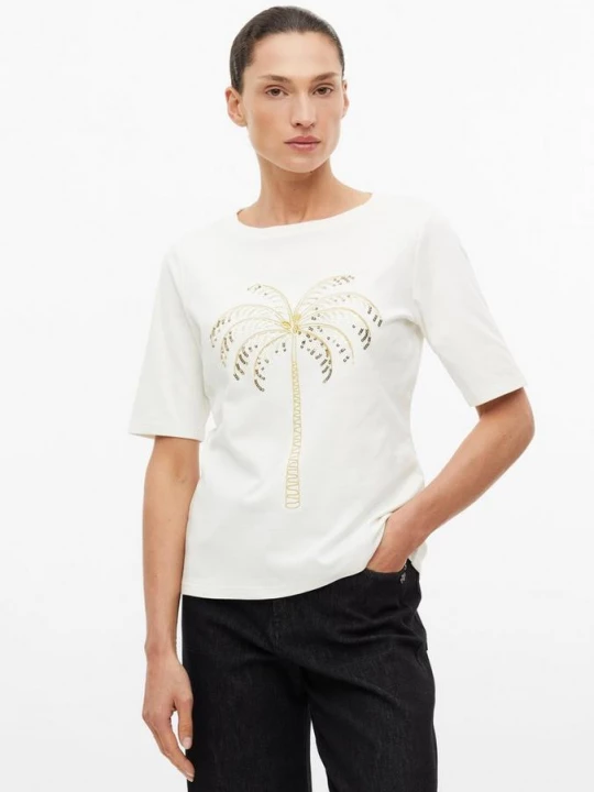 Foto van product T-shirt met pailletten s.Oliver crème