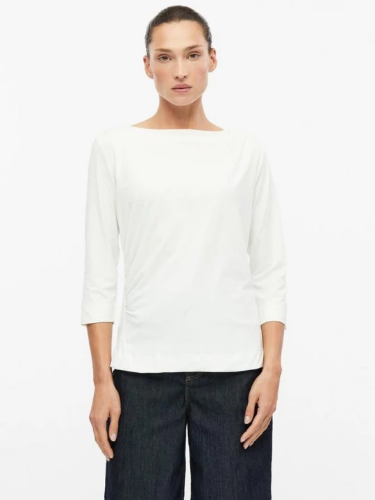 Foto van product T-shirt met plooien aan de zijkant in slim fit s.Oliver crème