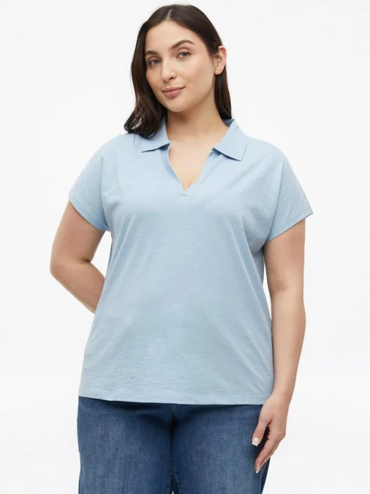 Foto van product T-shirt met polokraag en schouders s.Oliver blauw