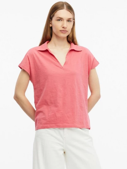 Foto van product T-shirt met polokraag en schouders s.Oliver roze