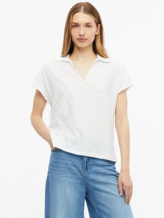 Foto van product T-shirt met polokraag en schouders s.Oliver wit