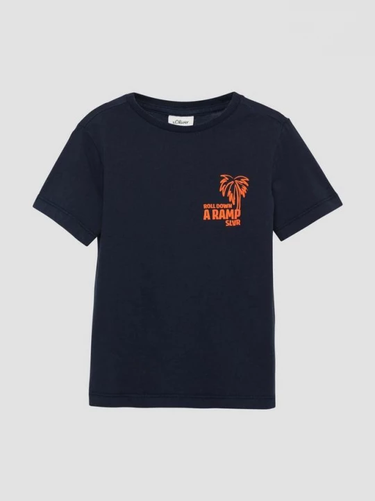 Foto van product T-shirt met print en gewassen effect s.Oliver blauw