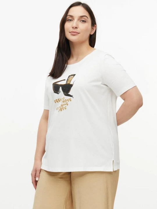 Foto van product T-shirt met print en juwelendetails s.Oliver wit