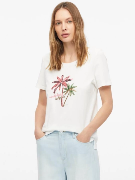 Foto van product T-shirt met print en juwelendetails s.Oliver wit