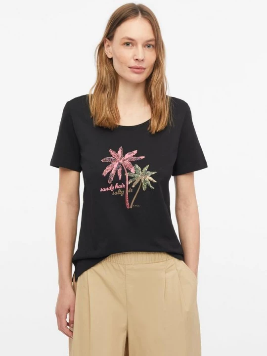 Foto van product T-shirt met print en juwelendetails s.Oliver zwart