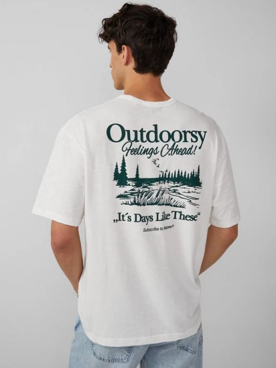 Foto van product T-shirt met print in een ontspannen pasvorm met vlamgarenstructuur s.Oliver wit