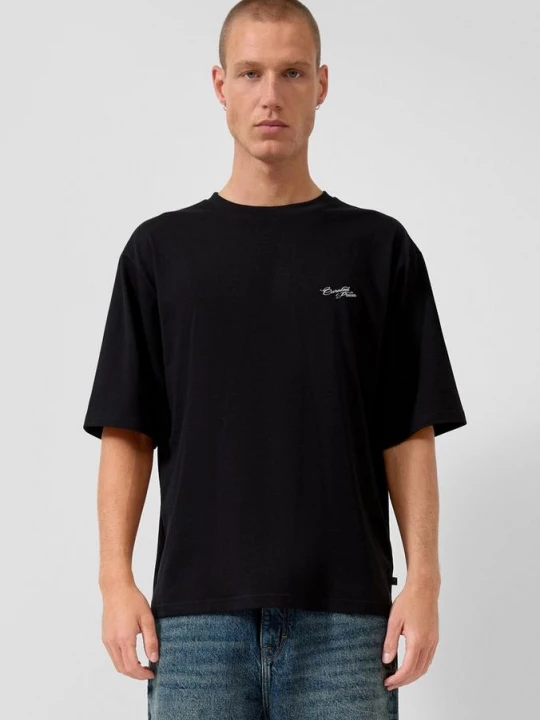 Foto van product T-shirt met print in relaxte pasvorm QS zwart