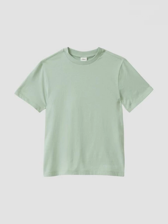 Foto van product T-shirt met print op de achterkant en oversized schouders s.Oliver groen