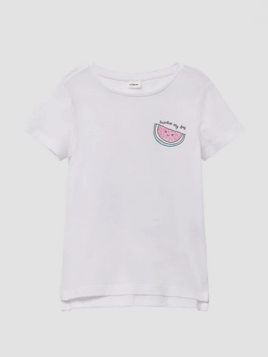 Foto van product T-shirt met print op de voor- en achterkant in een loose fit s.Oliver wit