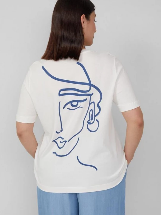Foto van product T-shirt met print op de voor- en achterkant s.Oliver crème