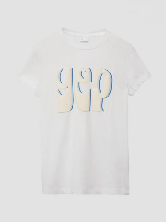 Foto van product T-shirt met print op de voorkant in een losse pasvorm s.Oliver wit