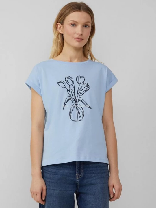 Foto van product T-shirt met print op de voorkant in relaxte pasvorm s.Oliver blauw
