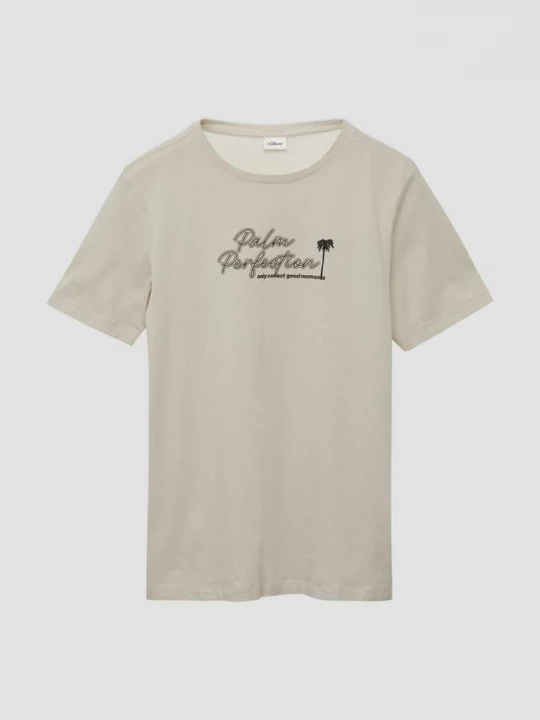 Foto van product T-shirt met print op de voorkant s.Oliver crème