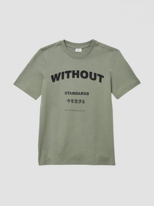 Foto van product T-shirt met print op de voorkant s.Oliver olijfgroen