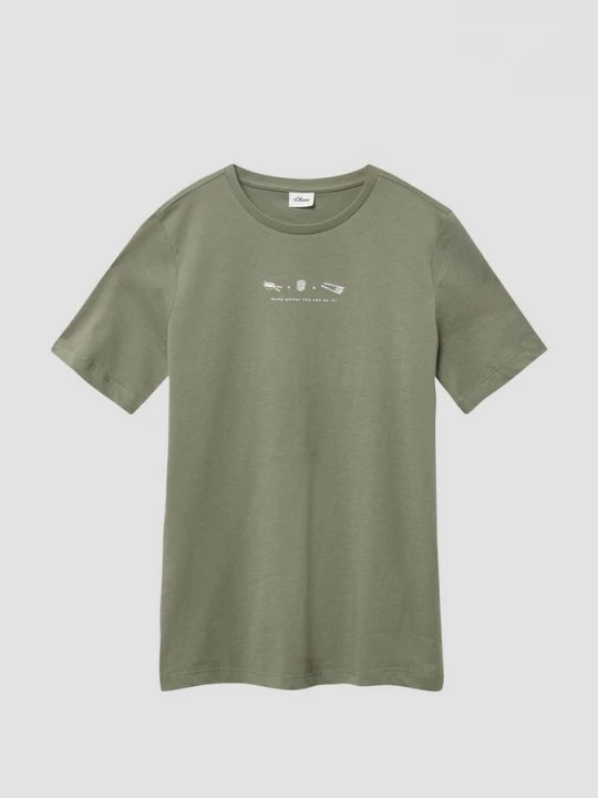 Foto van product T-shirt met print op de voorkant s.Oliver olijfgroen